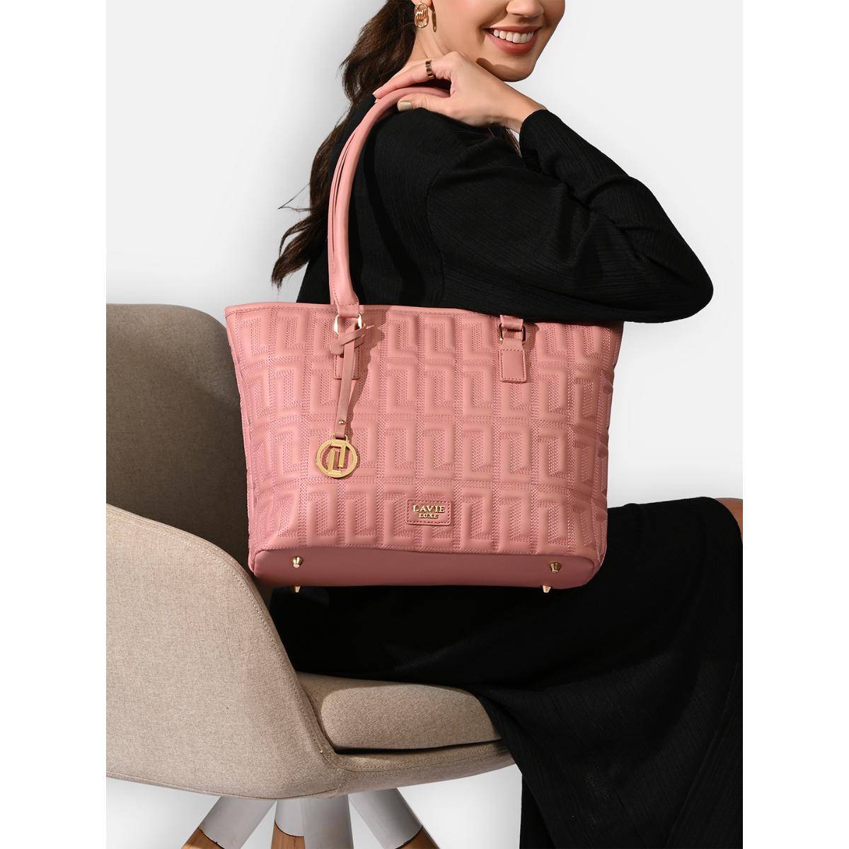 Lavie Luxe Women's Sherry 14 Inch Laptop Handbag (Pink) (L)