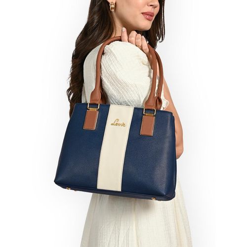 Lavie Women Navy Blue Kassy Colourblock Satchel Bag (M)