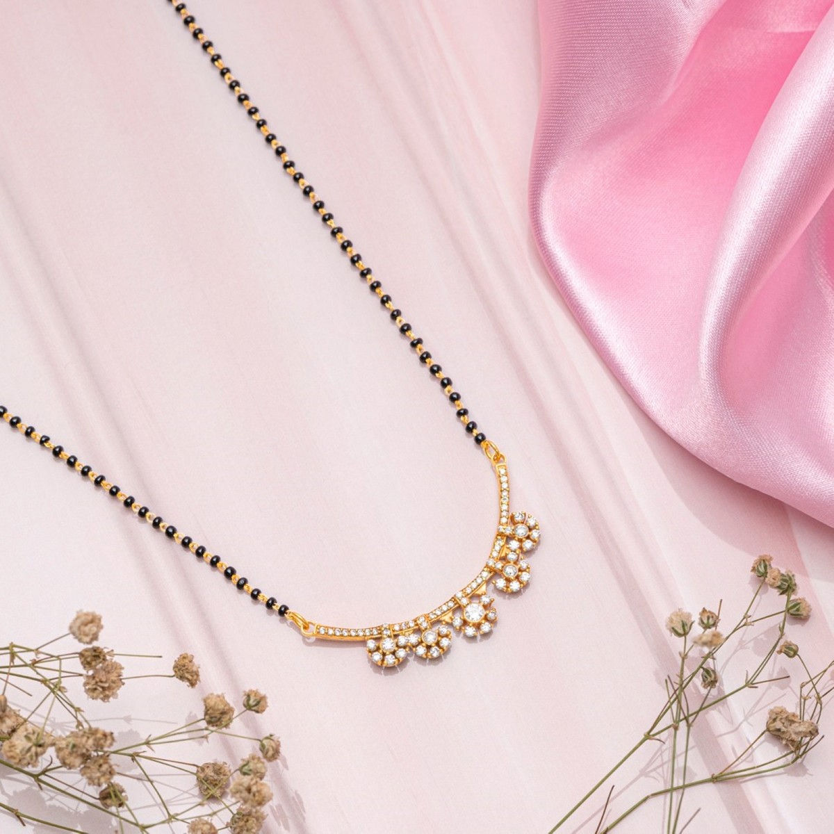 Y♡ Buy Zavya Gold Plated Flower 925 Sterling Silver Mangalsutra Online