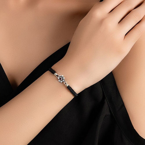 Buy Zavya Red Cubic Zirconia Black Thread 925 Sterling Silver