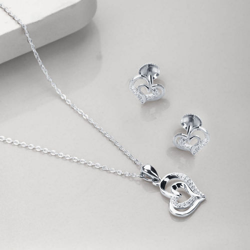Buy Zavya 925 Sterling Silver Jewelry Set With Silver Plating Online