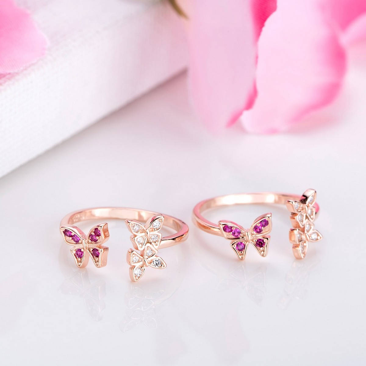 Zavya Butterfly Studded Rose Gold Plated 925 Sterling Silver Toe Ring