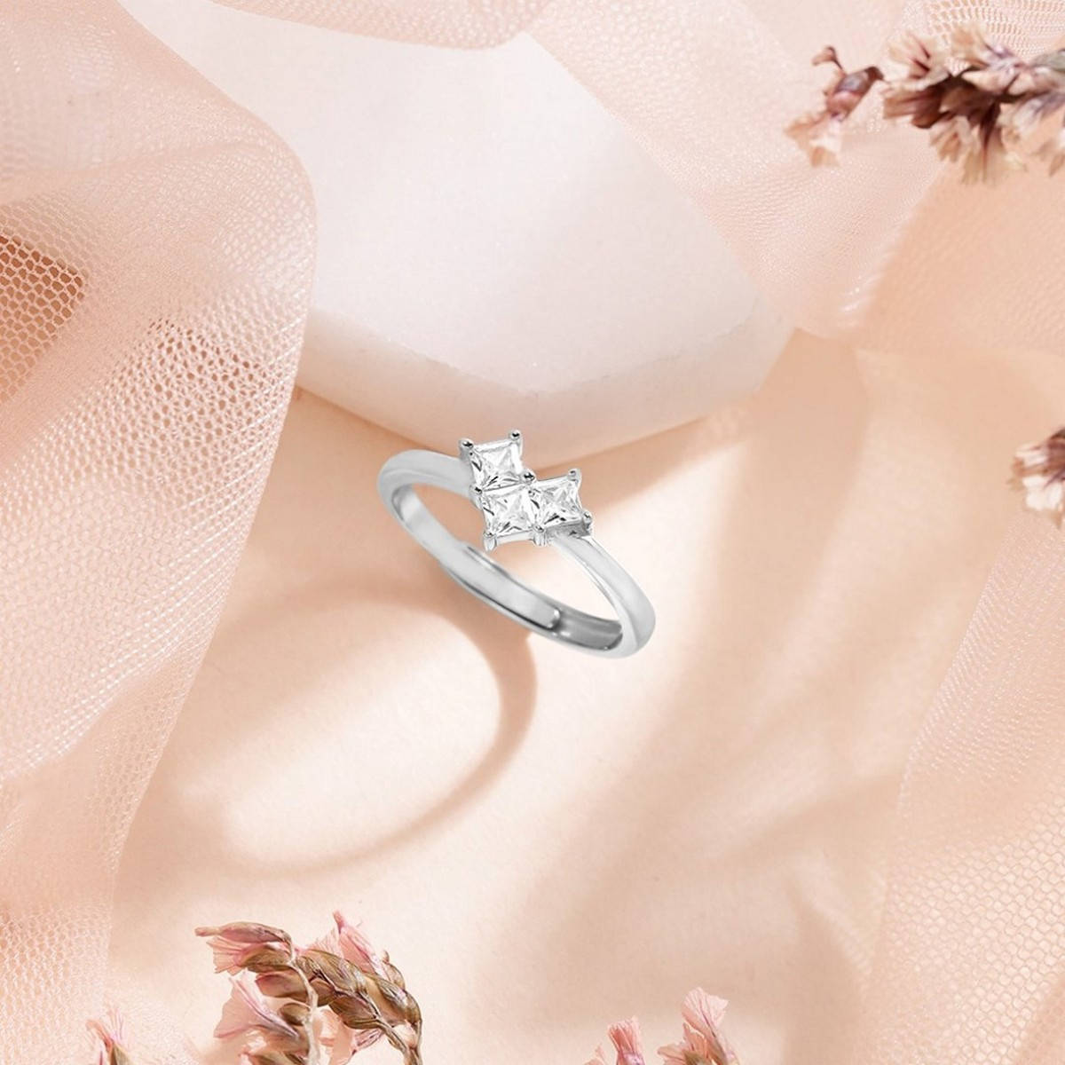 Zavya Sparkling Elegance 925 Sterling Silver Rhodium Plated Ring
