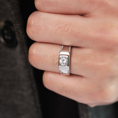 Buy Zavya Solitaire 925 Sterling Silver Ring for Him (Adjustable