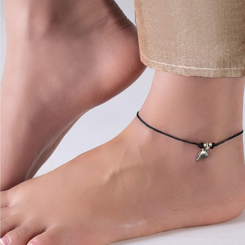 Zavya Dolphin Rhodium Plated 925 Sterling Silver Thread Anklet (Single  Piece)