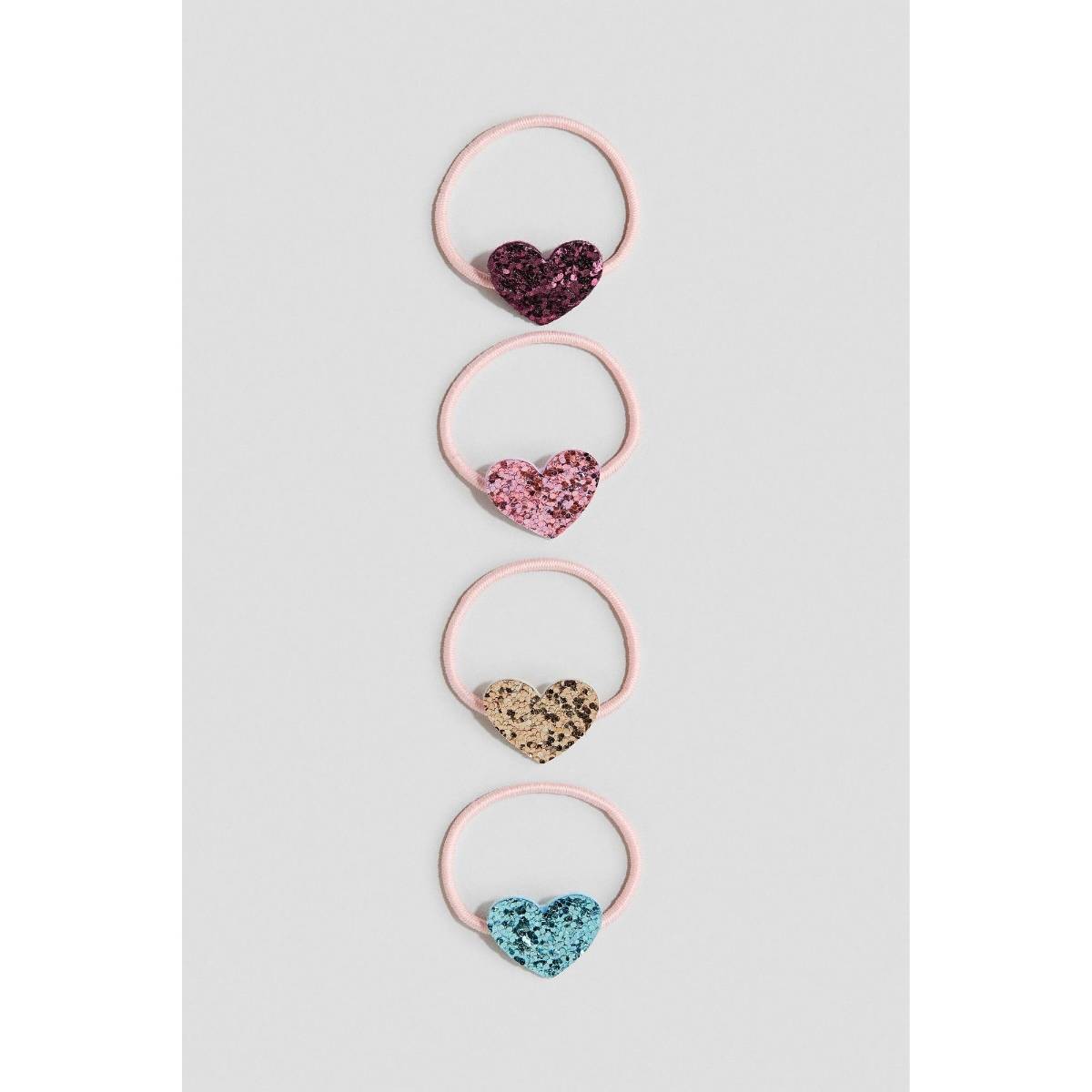 H&M Girls Pink 4-Pack AppliquD Hair Elastics