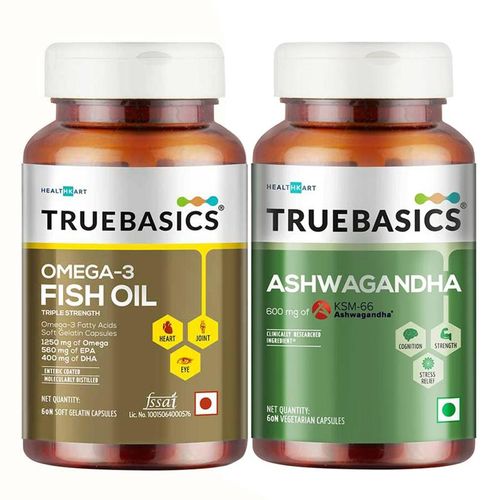 Buy TrueBasics Omega Fish Oil Capsules, Triple Strength with