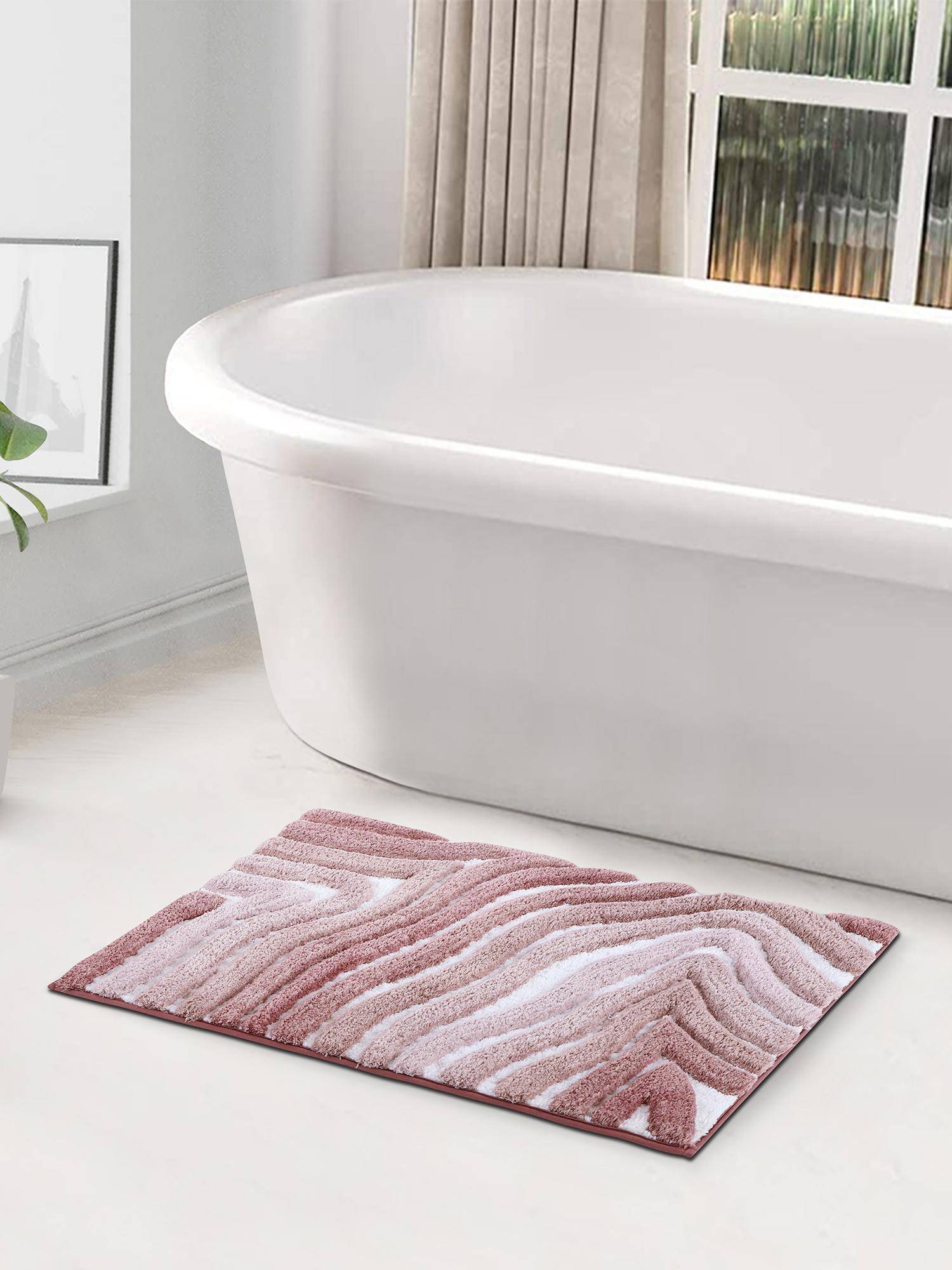 OBSESSIONS Polyester Anti-Skid Abstract Bath Mat - Purple