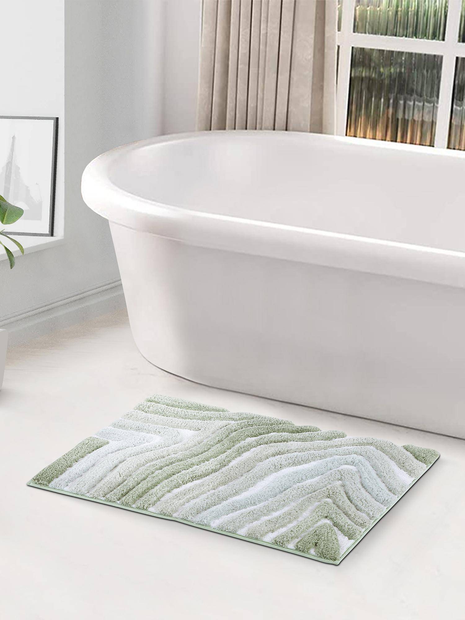 OBSESSIONS Polyester Anti-Skid Abstract Bath Mat - Green