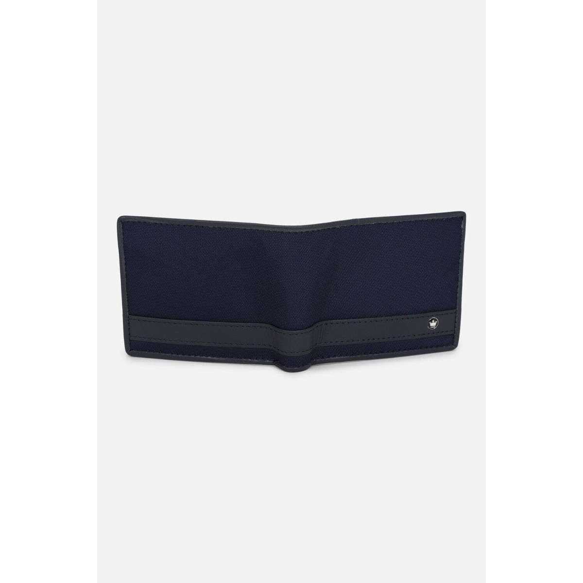 Buy Louis Philippe Men Navy Blue Solid Leather And Fabric Wallet Online