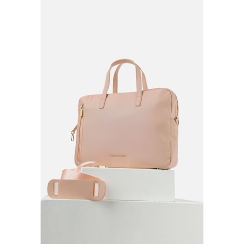 Buy Van Heusen Women Pink Textured Formal Laptop Bag Online