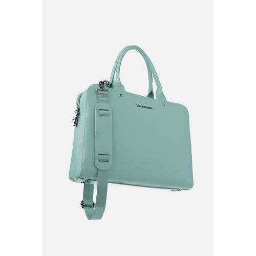 Buy Van Heusen Women Green Textured Formal Laptop Bag with