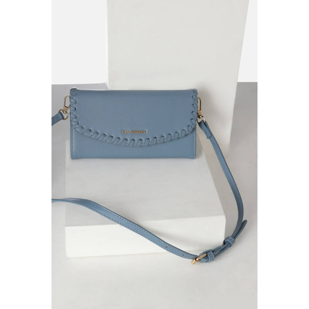 Van Heusen Women Blue Solid Casual Sling Bag
