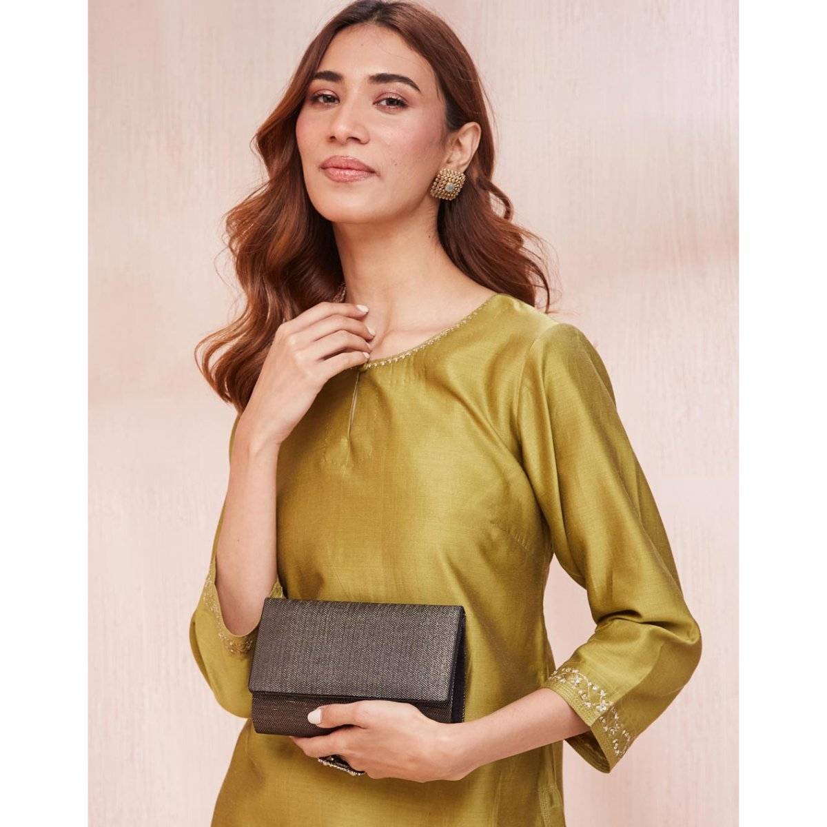 Fabindia Black Brocade Clutch
