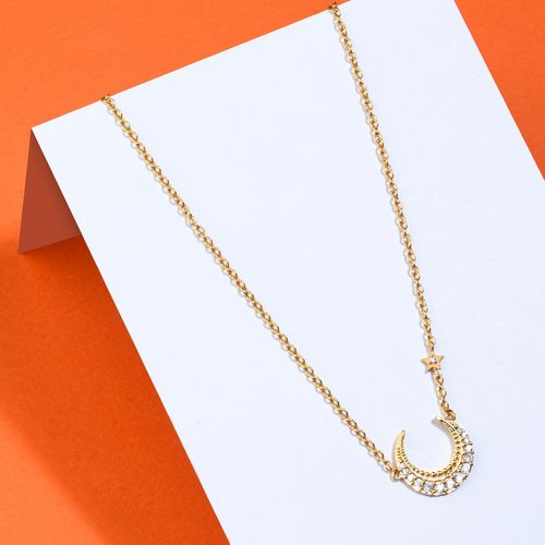 Accessorize London Real Gold Plated Z Sparkle Moon Pendant Necklace For  Women