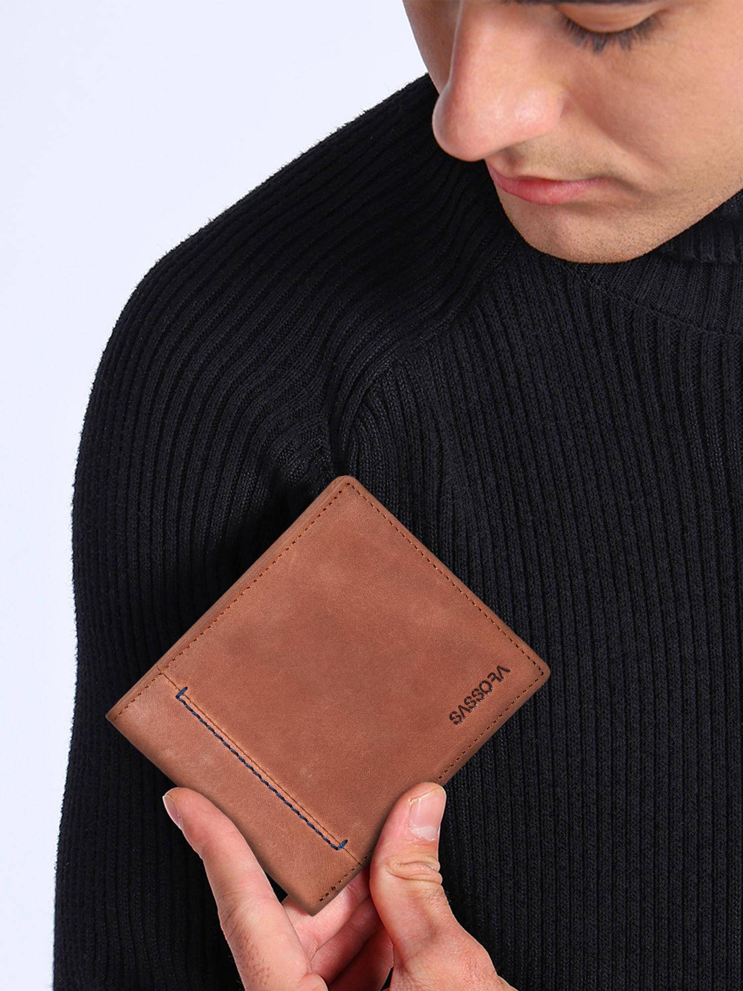 Sassora Genuine Leather RFID Blocking Slim Bifold Wallet (M)