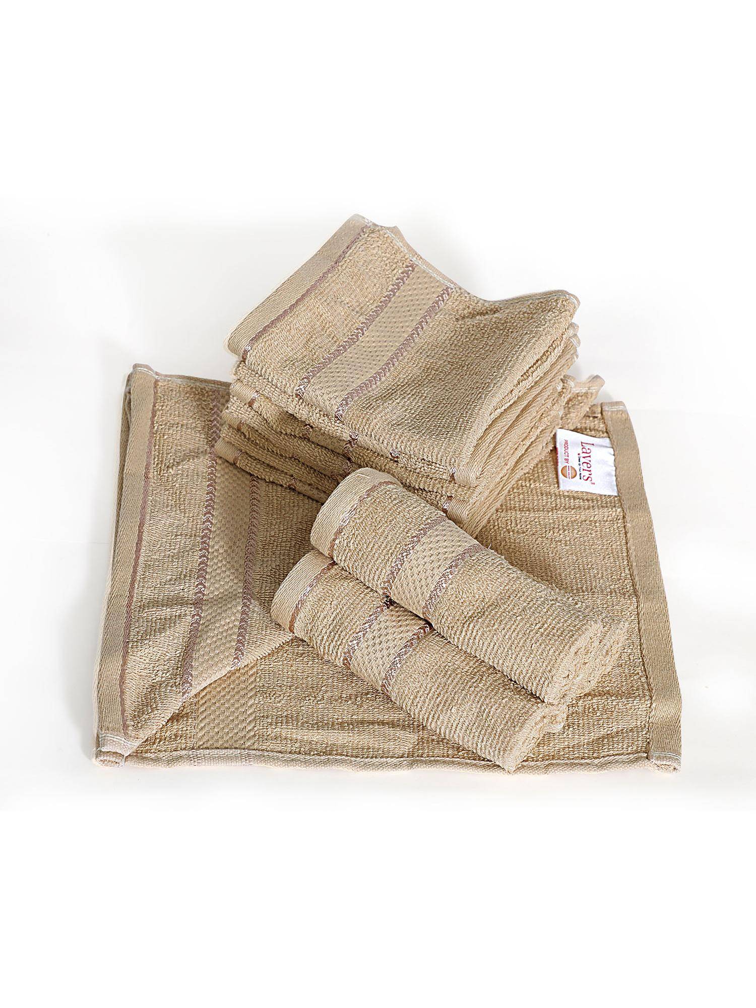 Layers Everfresh Cotton 380 GSM Beige Face Towels - Beige (Pack of 12)