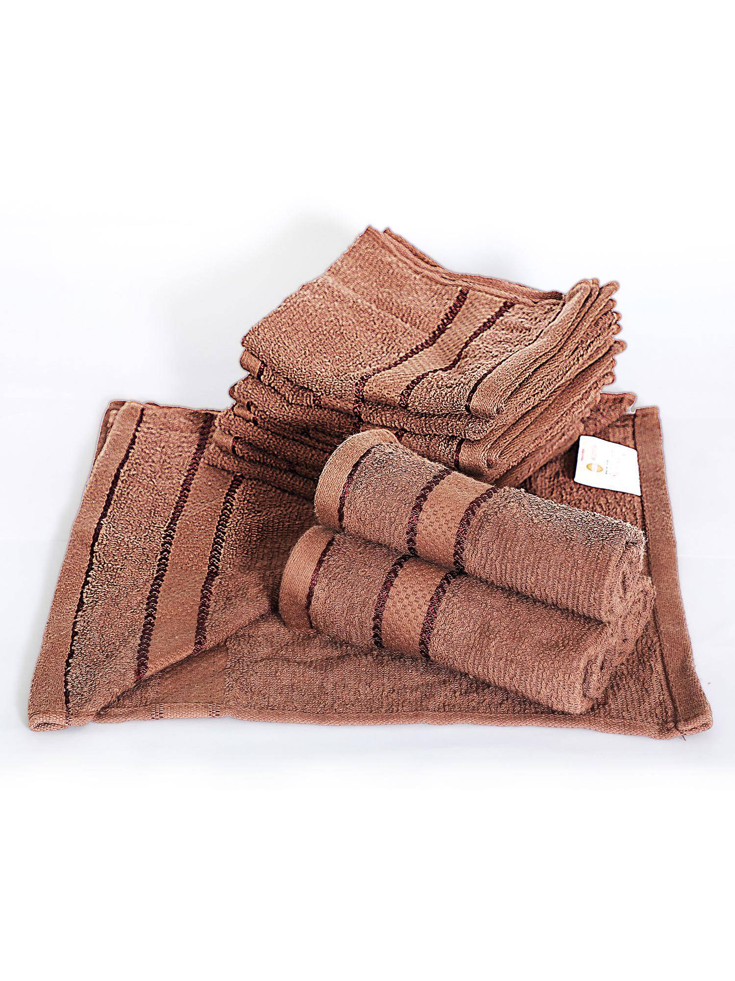 Layers Everfresh Cotton 380 GSM Brown Face Towels - Brown (Pack of 12)