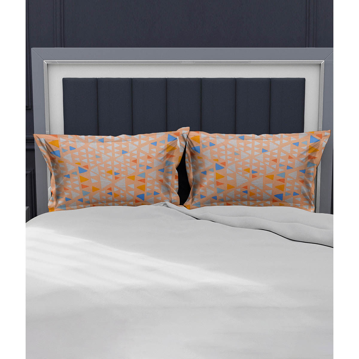 At Home by Nilkamal Aurora Eden Pillow Covers with Frill Set of 2Peach