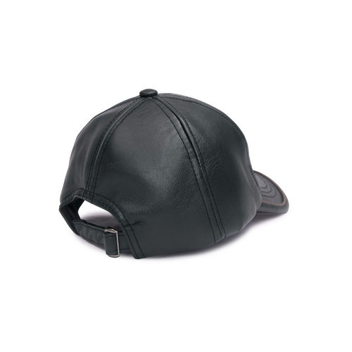 BANGE Leather Black Baseball Cap for Men