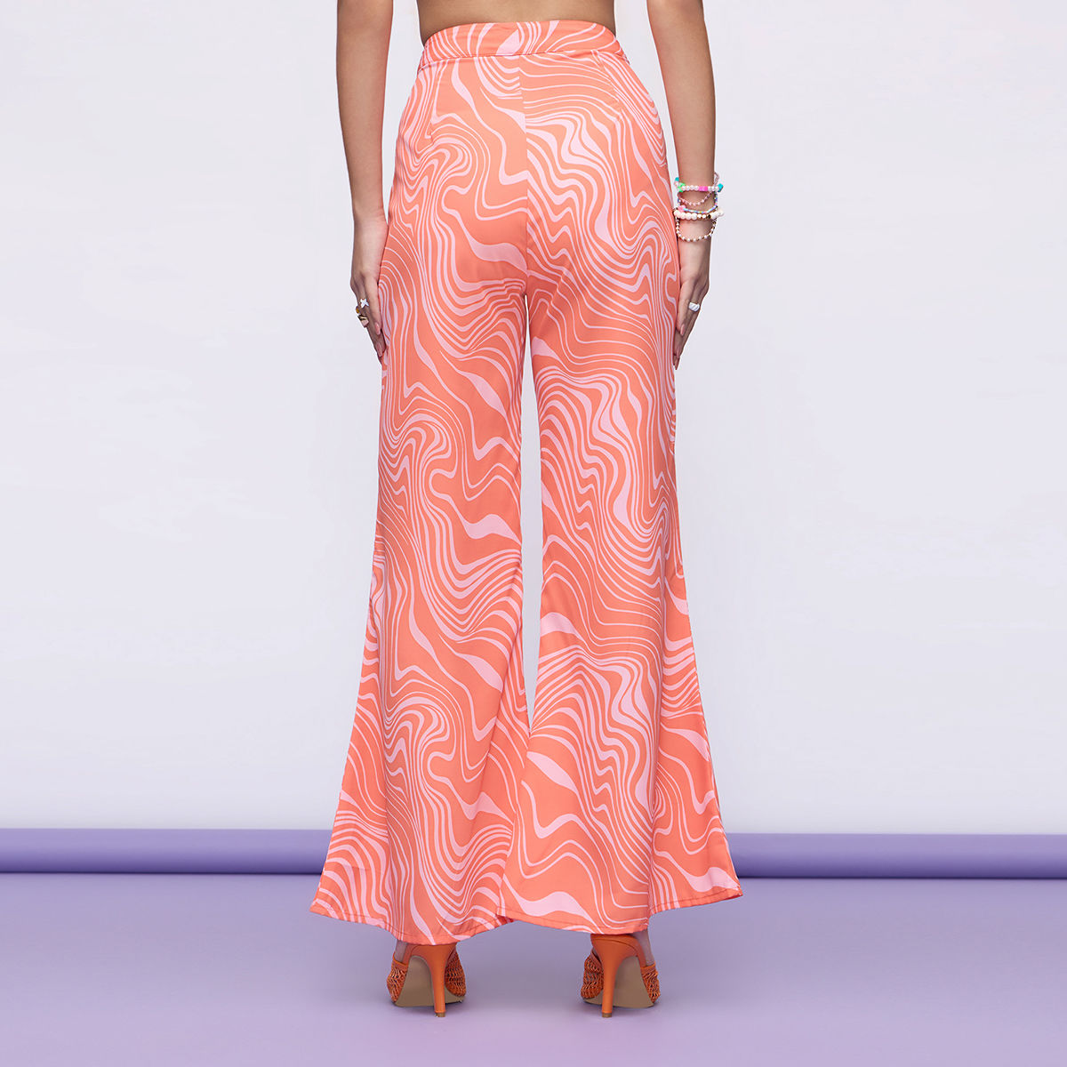 Buy Women's Print Stretch Bell Bottom Flare Palazzo Pants Trousers at  Amazon.in