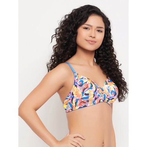 Clovia Polyamide Printed Padded Full Cup Wire Free T-Shirt Bra -  Multi-Color (34E)