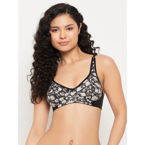 Clovia Full : Buy Clovia Lace Printed Padded Full Cup Wire Free Full Figure  Bra - Black Online