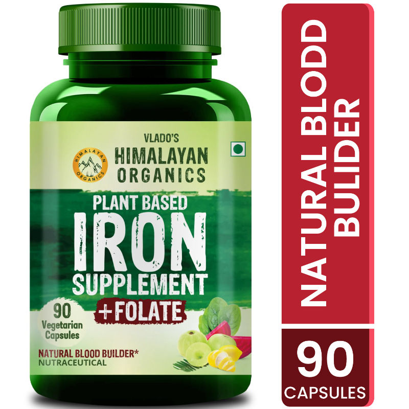 Vlado's Himalayan Organics Plant Based Iron Supplement with Folate Blood Builder Vegetarian Capsules