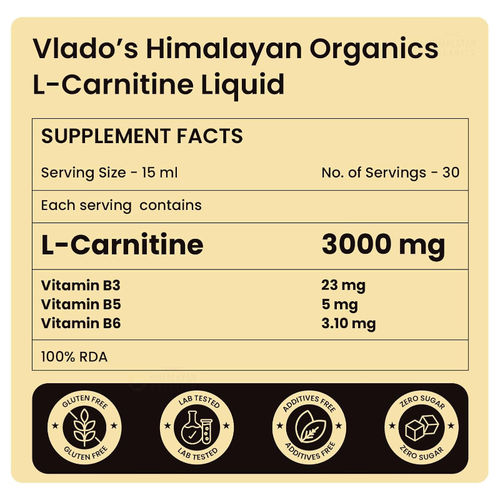 Buy Vlado's Himalayan Organics L-Carnitine Liquid 3000mg