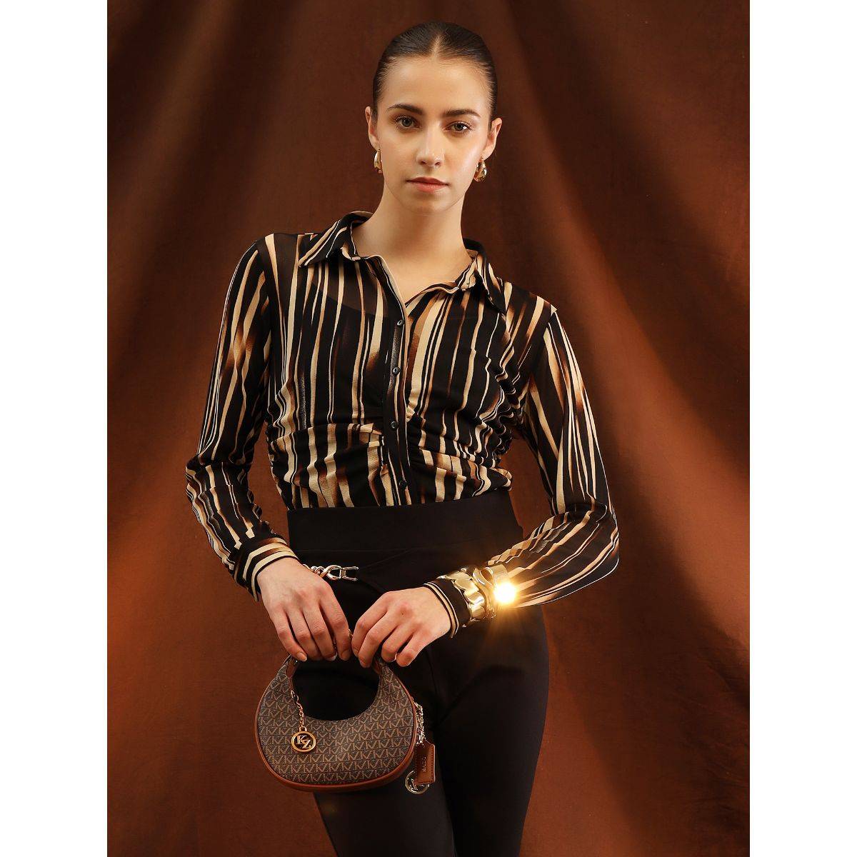 Kazo Brown Starlit Mini Sling Bag with Detachable Strap (S)
