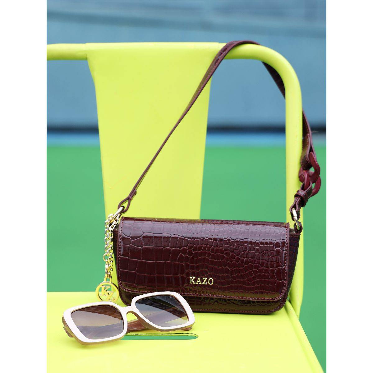 Kazo Burgundy Belle Handbag with Detachable Strap (M)