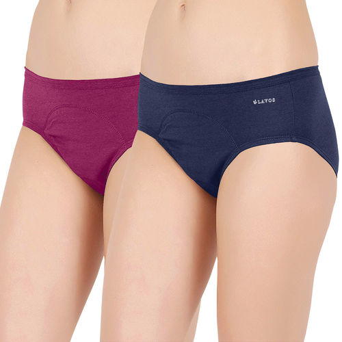 Buy Lavos Bamboo Cotton Navy/plum No Stain Periods Panty Online