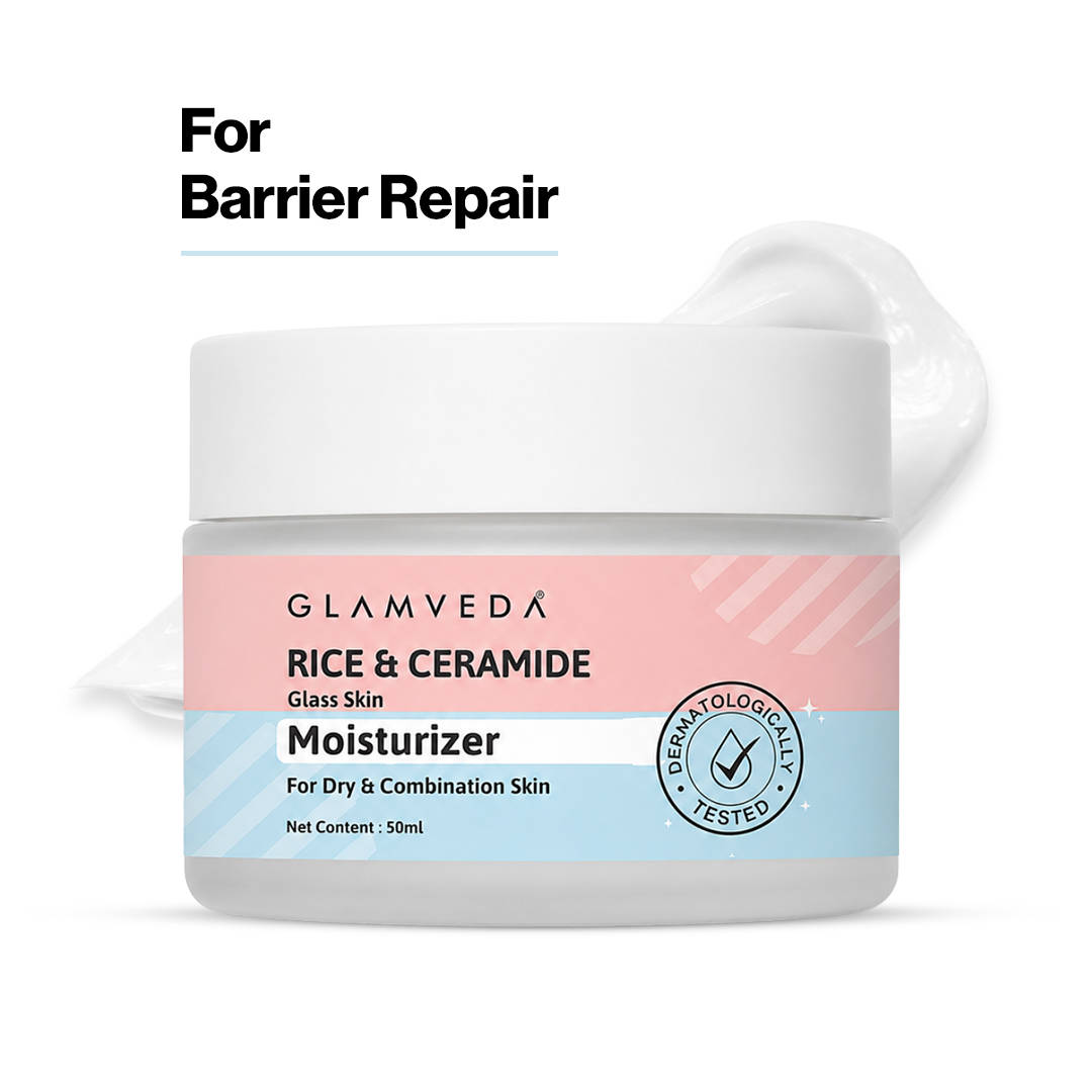 Glamveda Korean Rice & Ceramide Lightweight Face Moisturizer Cream For Glass Skin