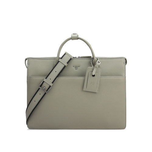 Buy Da Milano Men Textured Genuine Leather Grey Laptop Bag Online
