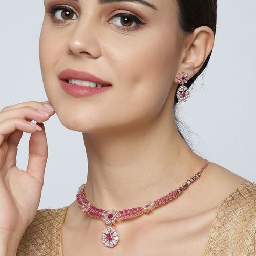 Pink Diamond Necklace Set – live-love-Fashion