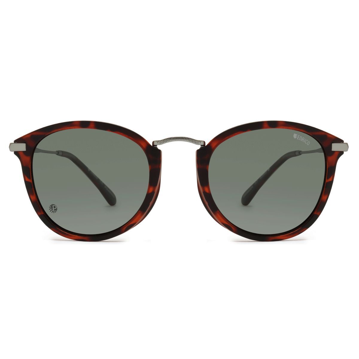 Enrico Red Polycarbonate Round Letoff Unisex Sunglasses