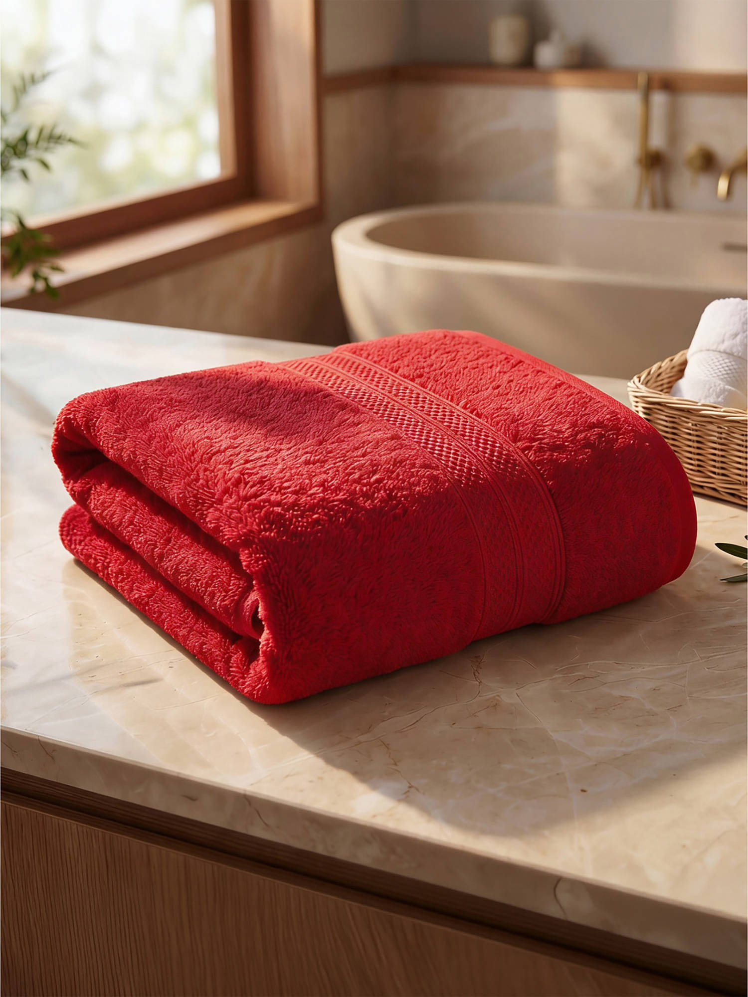 LANE LINEN Colorado Luxury Cotton Red Bath Towel