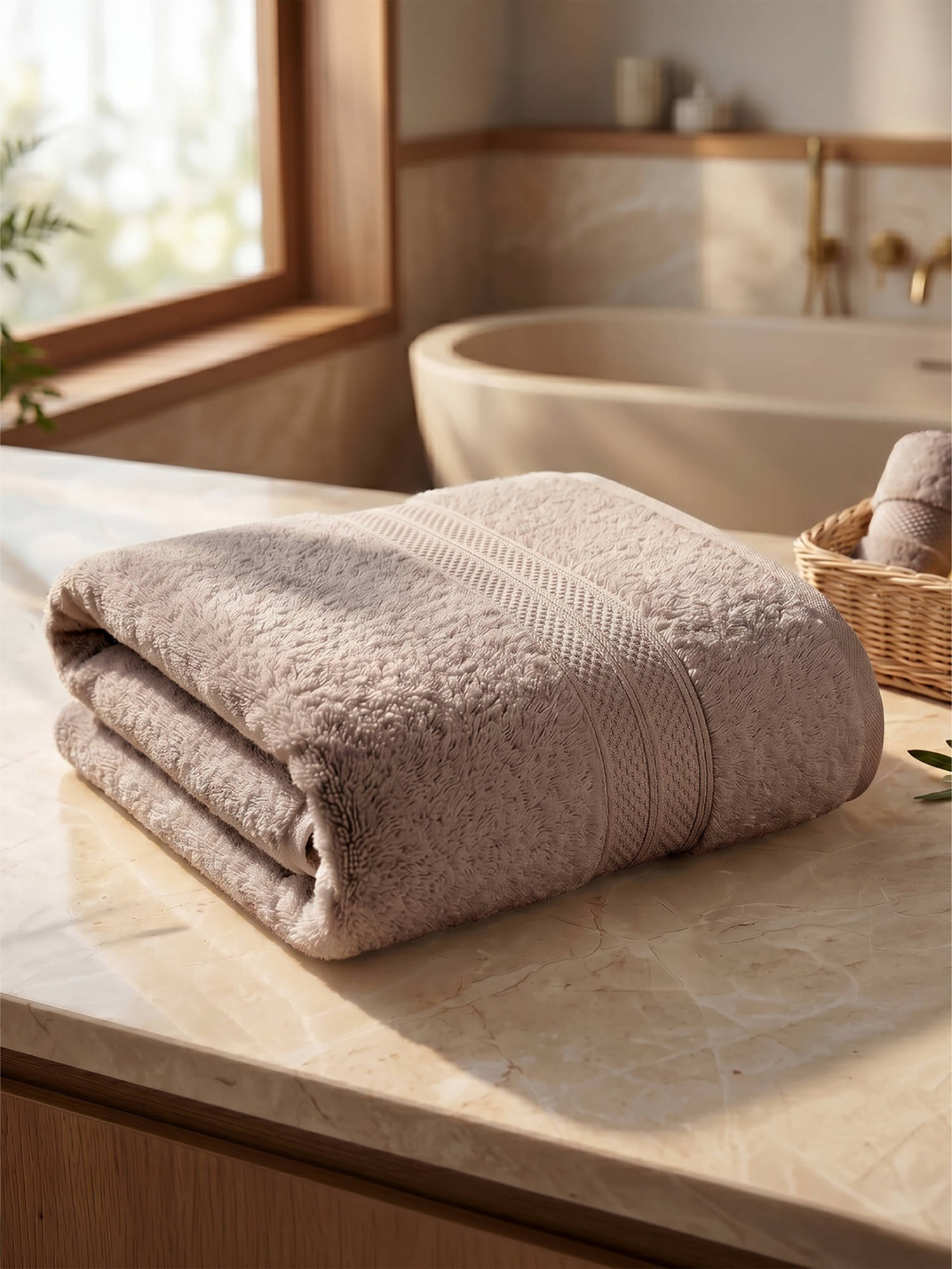 LANE LINEN Colorado Luxury Cotton Taupe Bath Towel