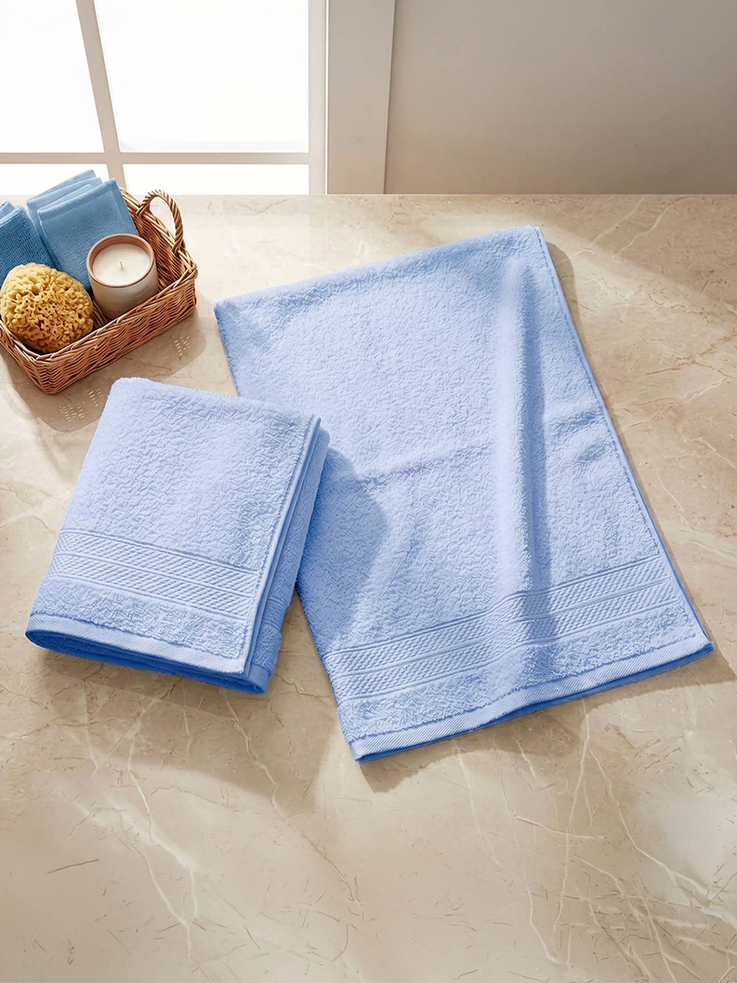 LANE LINEN Colorado Luxury Cotton Navy Blue Hand Towels (Pack of 2)