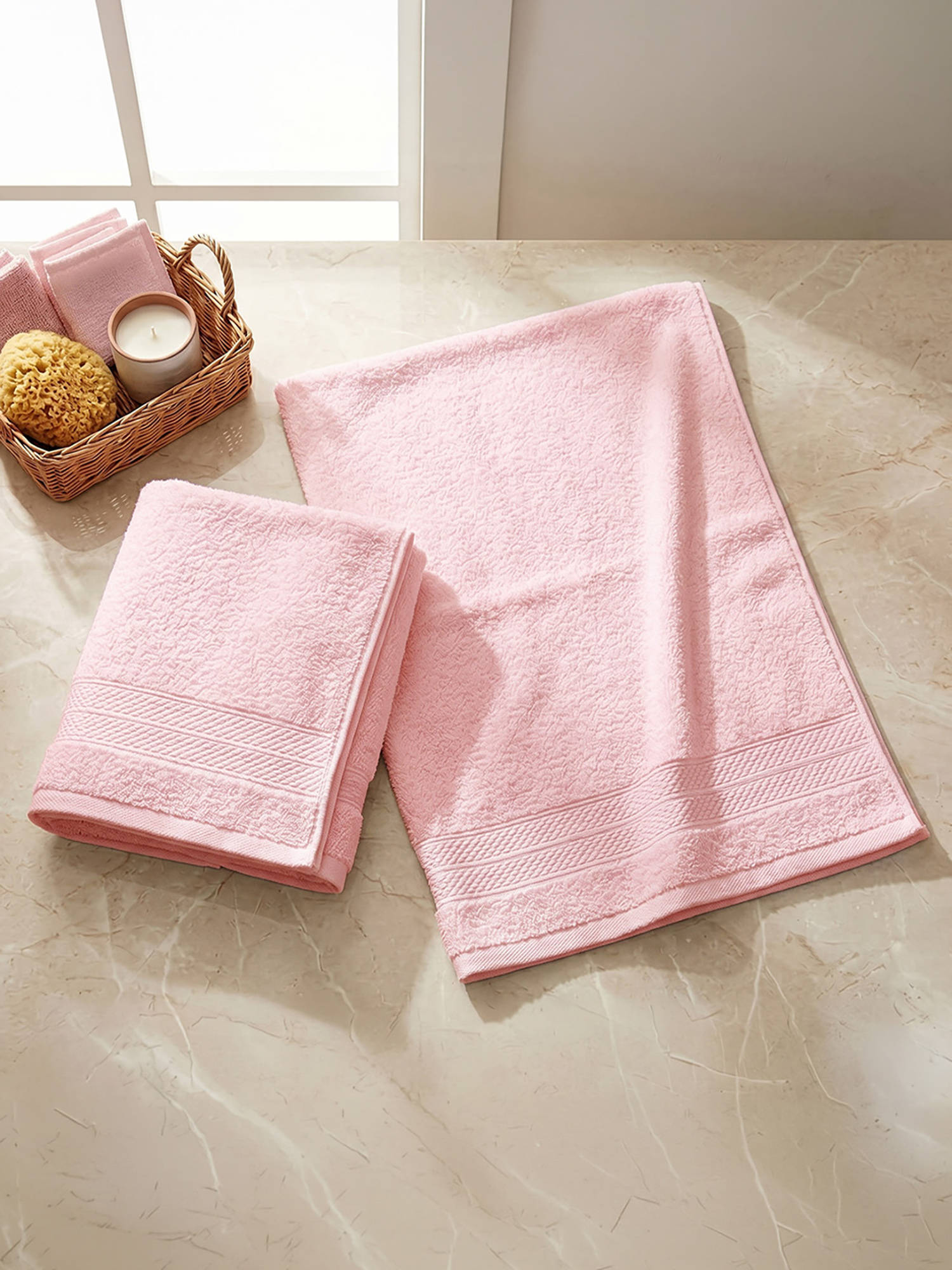 LANE LINEN Colorado Luxury Cotton Pink Hand Towels (Pack of 2)