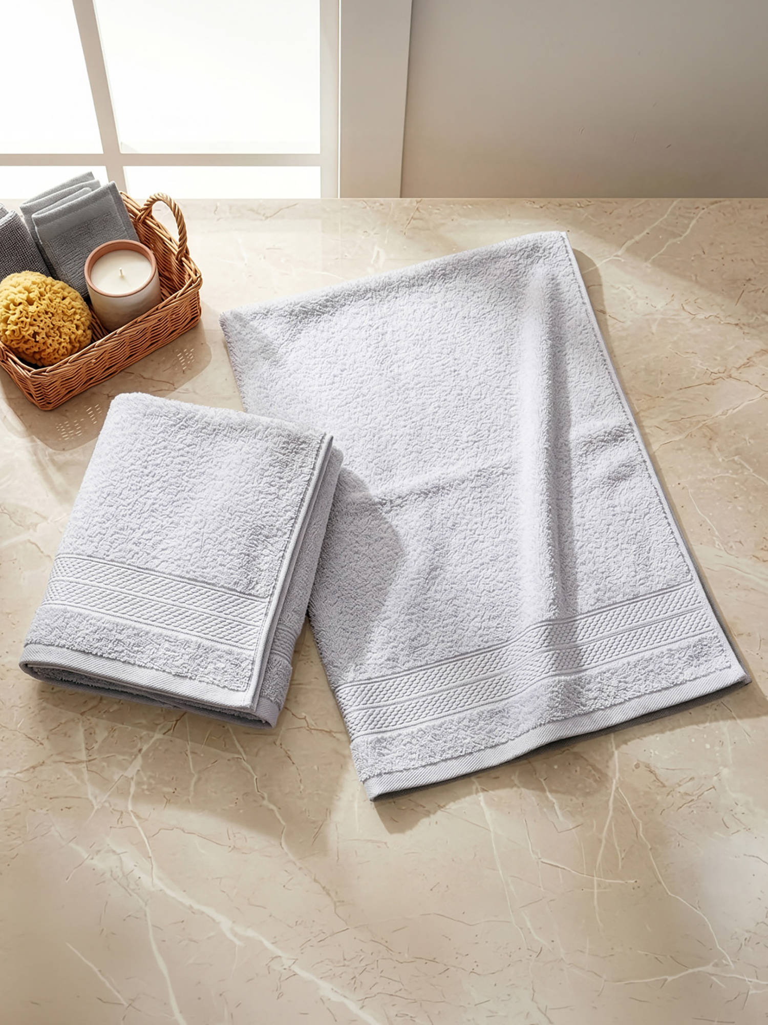 LANE LINEN Colorado Luxury Cotton Metallic Hand Towels (Pack of 2)