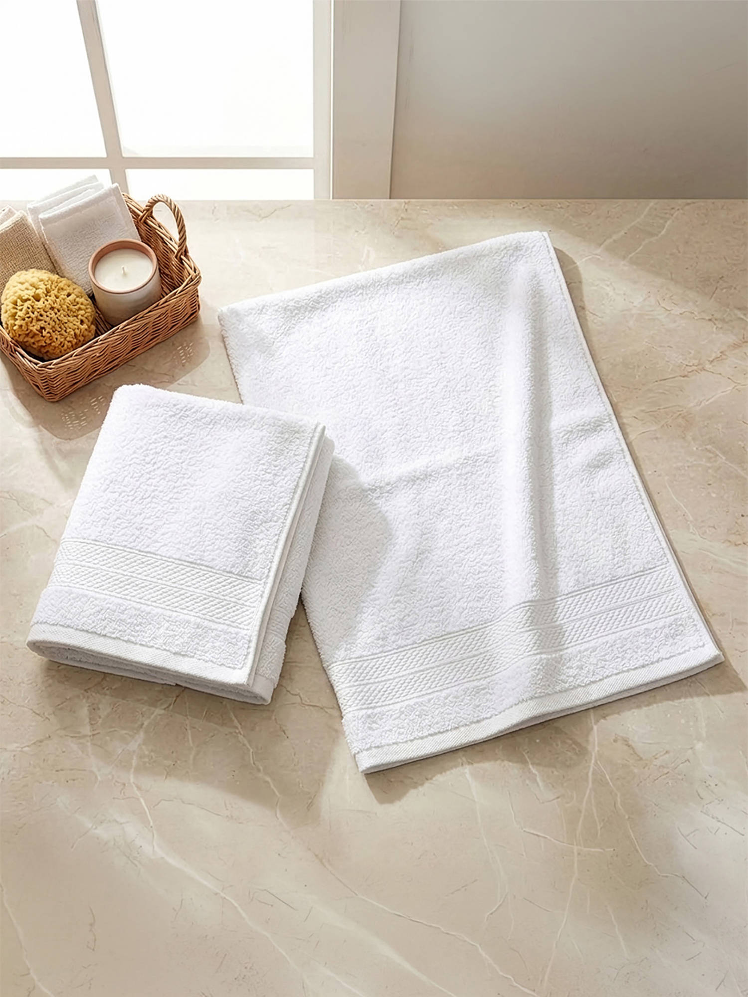 LANE LINEN Colorado Luxury Cotton White Hand Towels (Pack of 2)