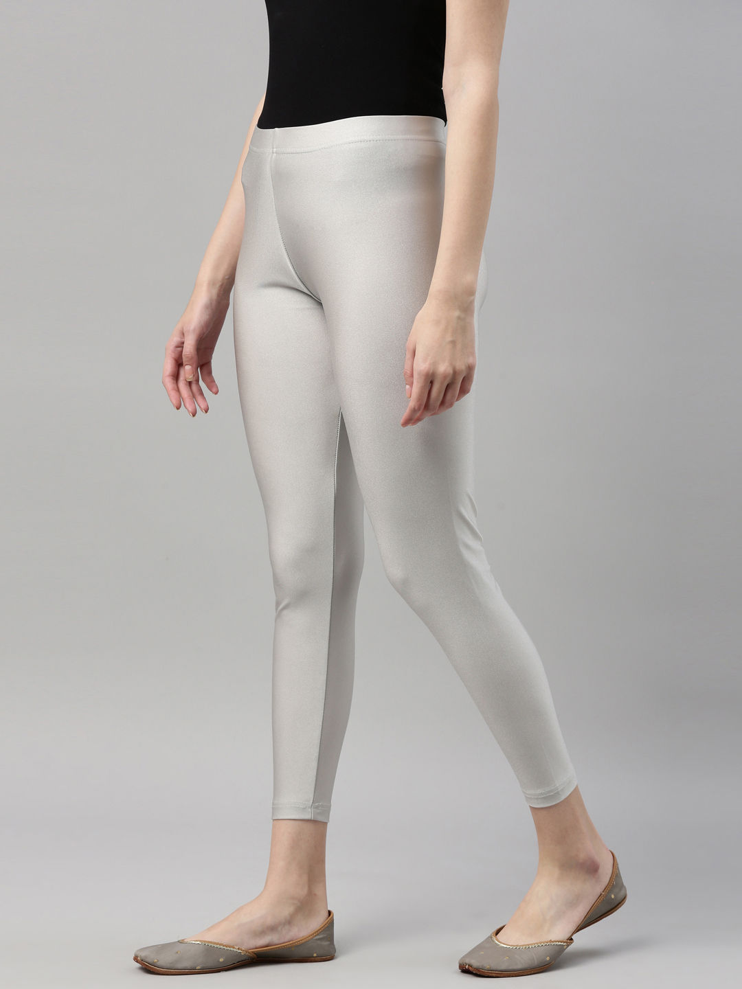 Buy Silver Grey Leggings for Women by GO COLORS Online | Ajio.com