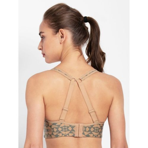 Jockey Mi01 Women Wirefree Padded Full Coverage Sports Bra With Racer Back  Styling Nude (L)