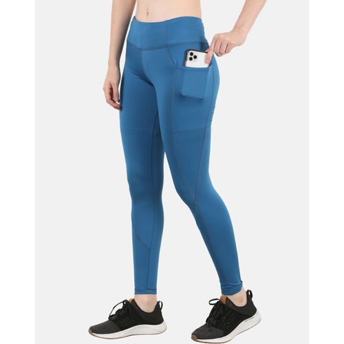 The Dance Bible Blue Seamless Workout Leggings with Deep Side Pocket (S)