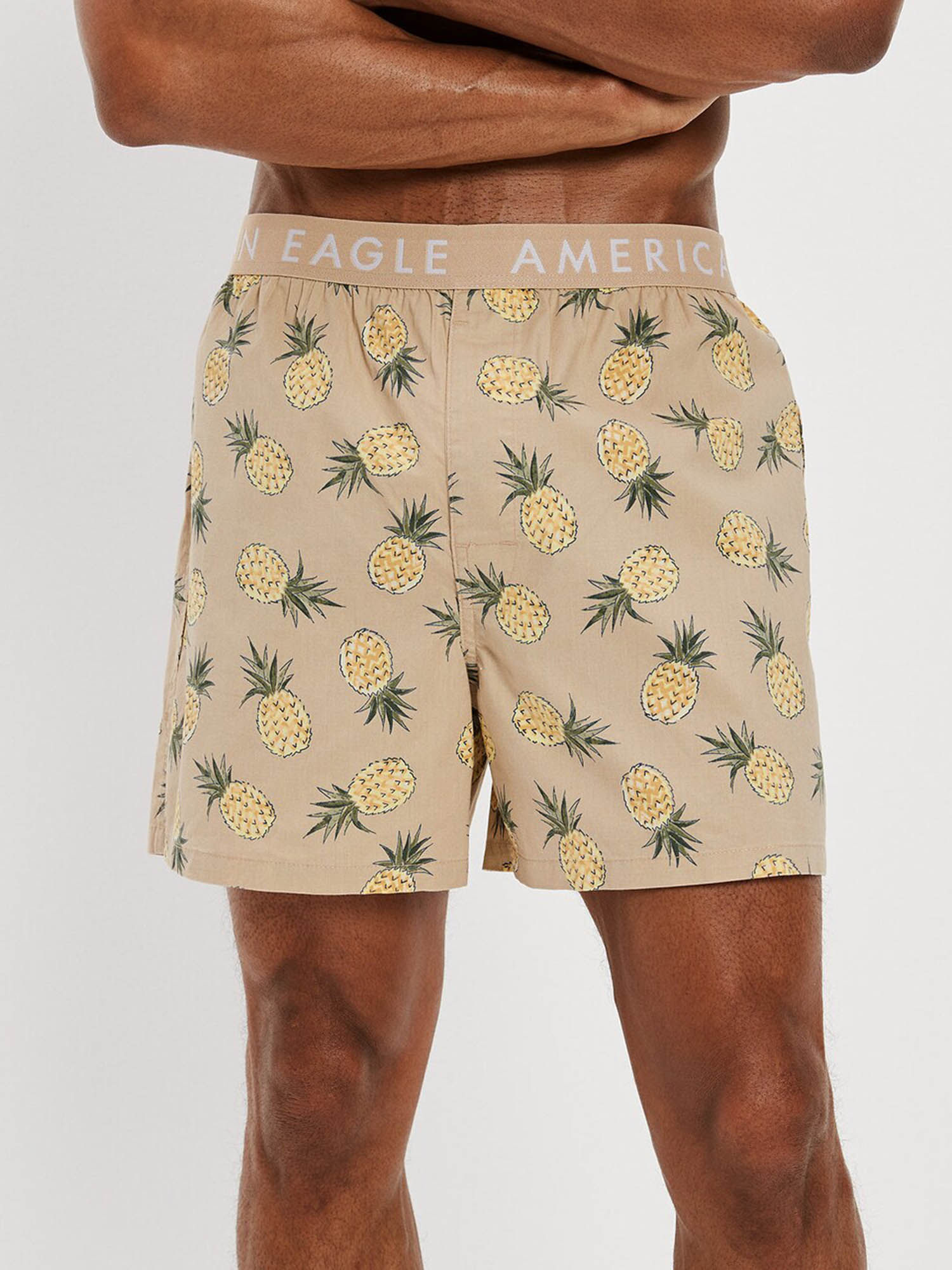 American Eagle Men Yellow Pineapple Stretch Boxer Shorts (S)