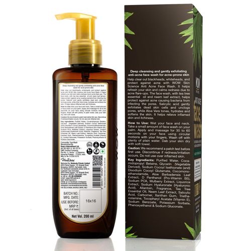 Wow Skin Science Anti Acne Face Wash Bottle Buy Wow Skin Science Anti Acne Face Wash Bottle Online At Best Price In India Nykaa