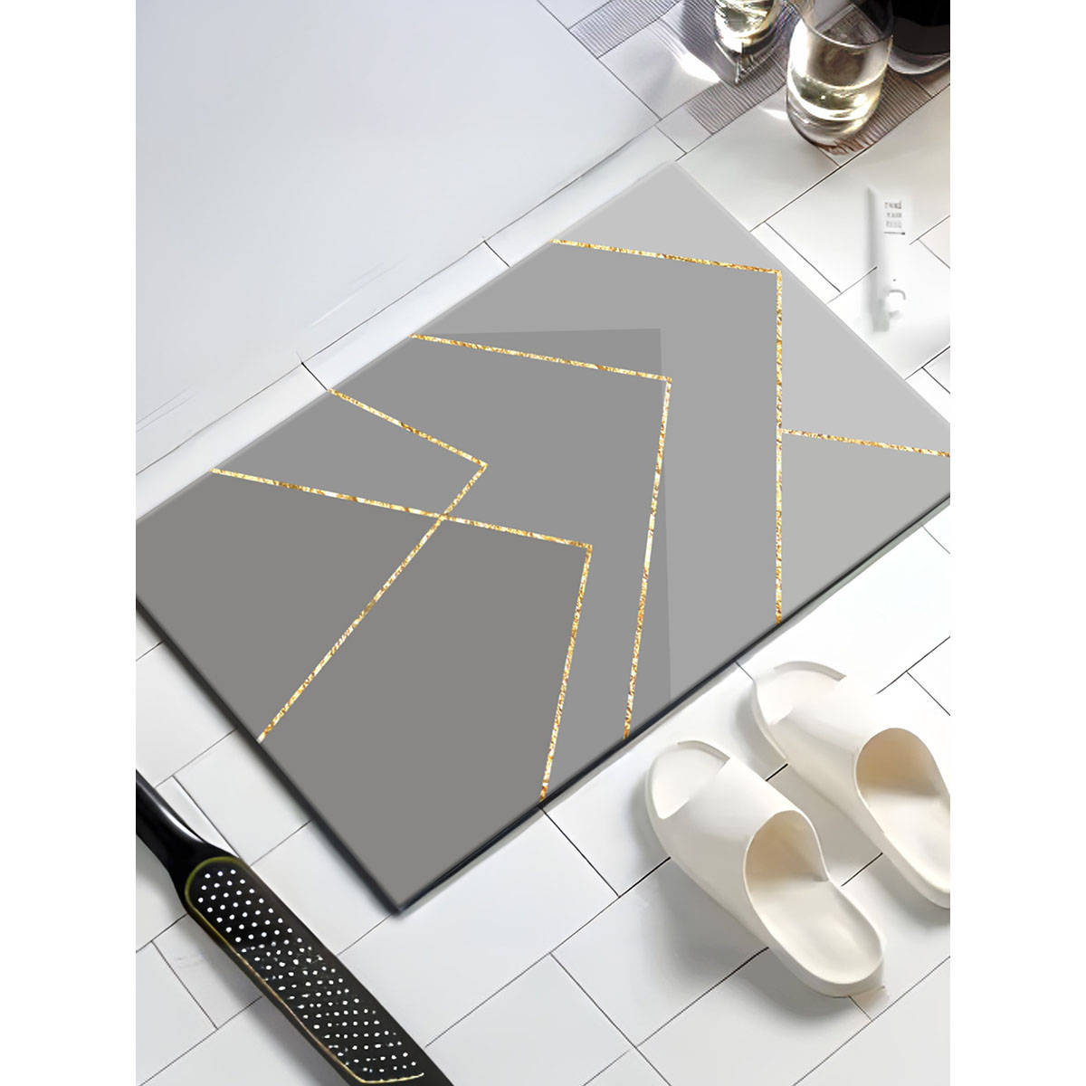 UMAI Rectangular Soft Anti Skid Non Woven Non-Slip Grey Bath Mat
