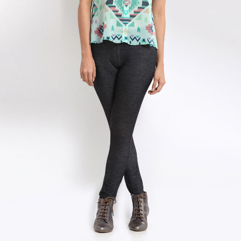Go Colors Black Jeggings Knit: Buy Go 