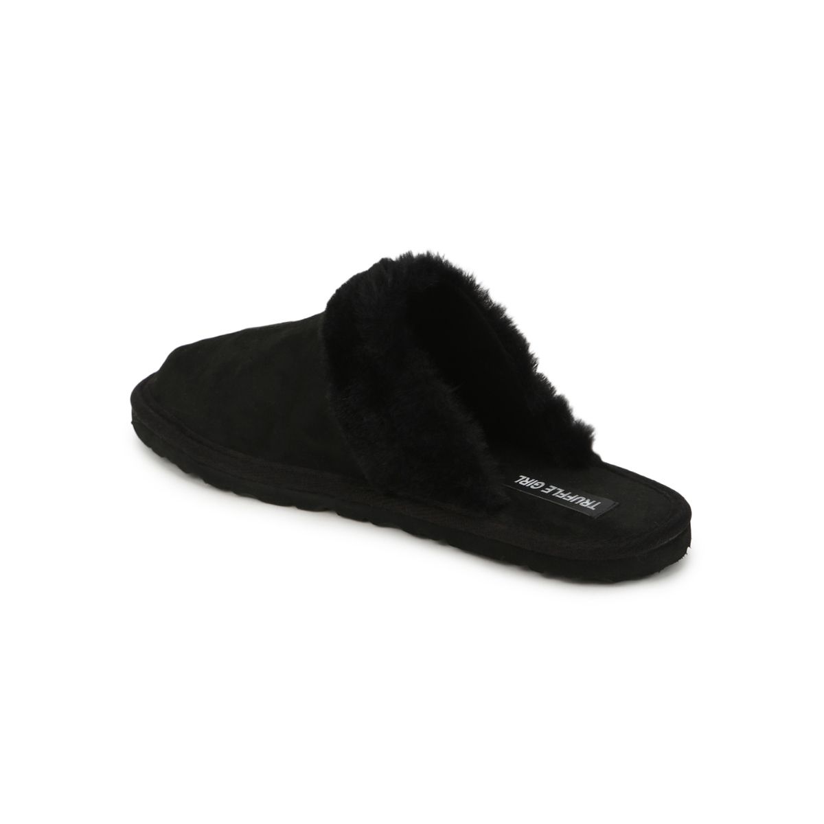 Truffle Collection Black Micro Fuzzy Slip Ons: Buy Truffle Collection ...